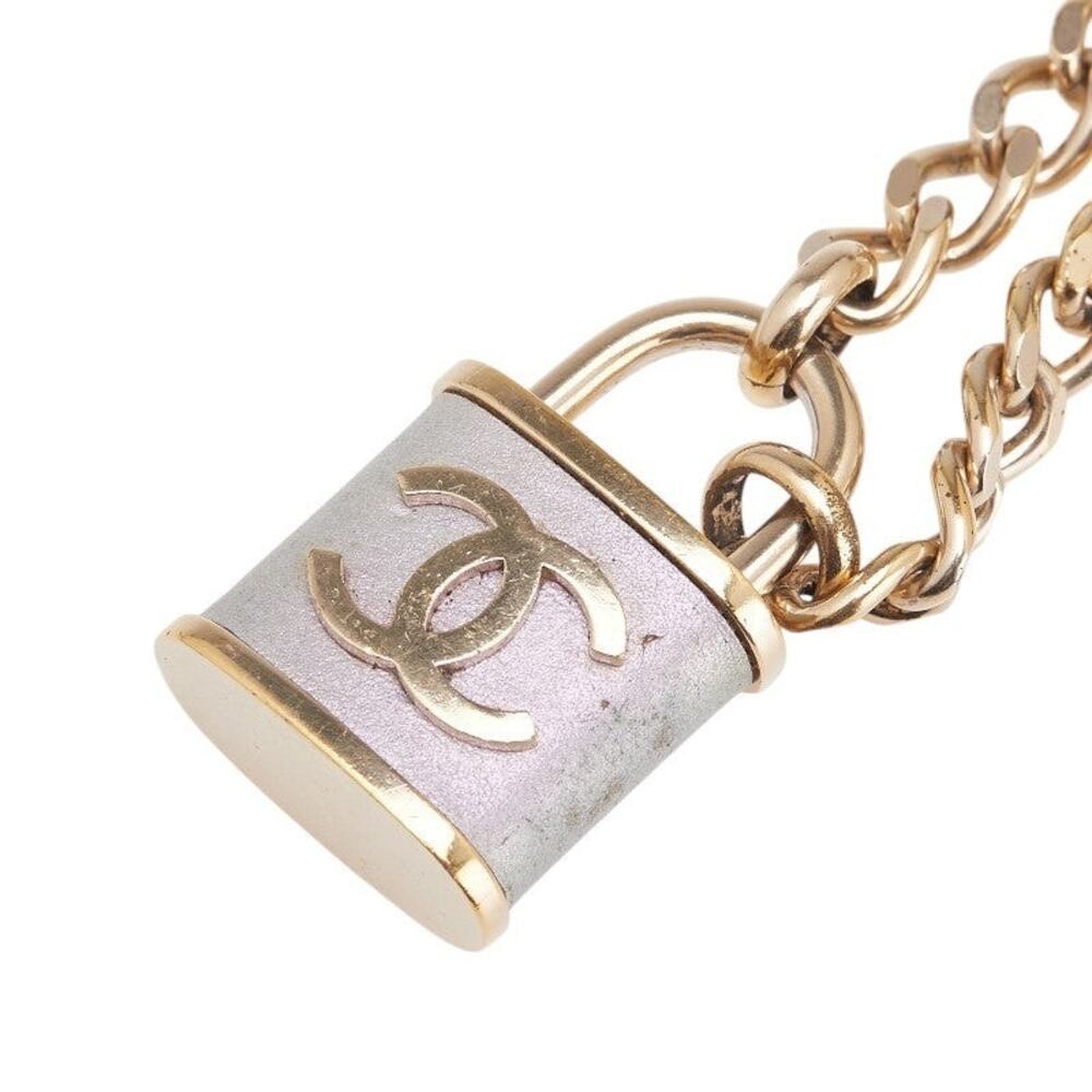 Chanel CC Logo Padlock Motif Chain Necklace Gold Plated